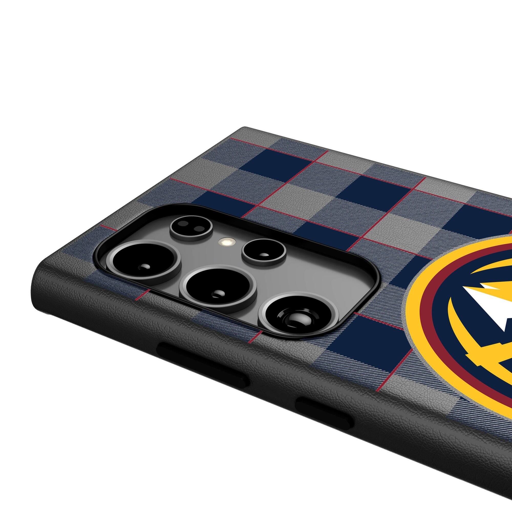 Alt View 3. Keyscaper - Denver Nuggets Plaid Galaxy Magnetic Bump Case - S25 Ultra - Black.