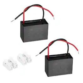 Unique Bargains - 2pcs 12uF CBB61 Ceiling Fan Capacitor, AC 450V 2 Wires with Terminal Blocks for Pump Motor Generator Blower - Black