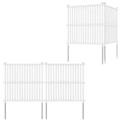 Front. Costway - 4 Air Conditioner Fence Panels with Metal Ground Stakes No Dig Trash Can Enclosure - White.