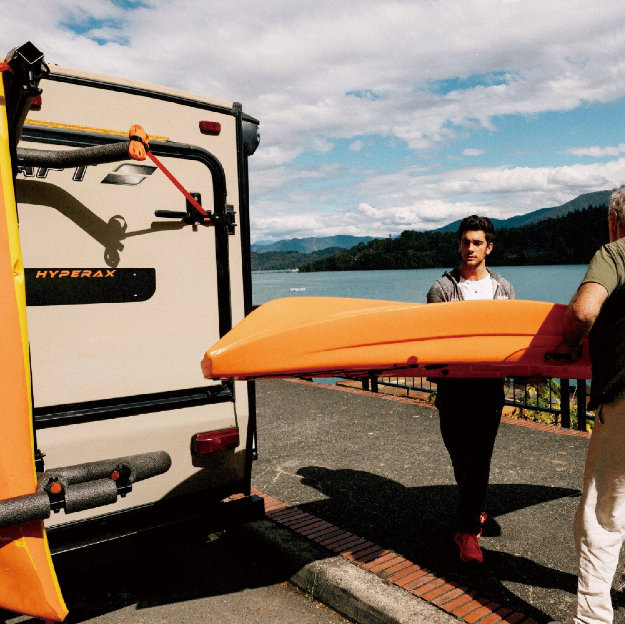 Alt View 1. Boyel Living - IRIDIUM Hitch Kayak Rack 12FT Kayak Foam Pads Anti Wobble 2Inch Hitch Reflective Strap - Black.