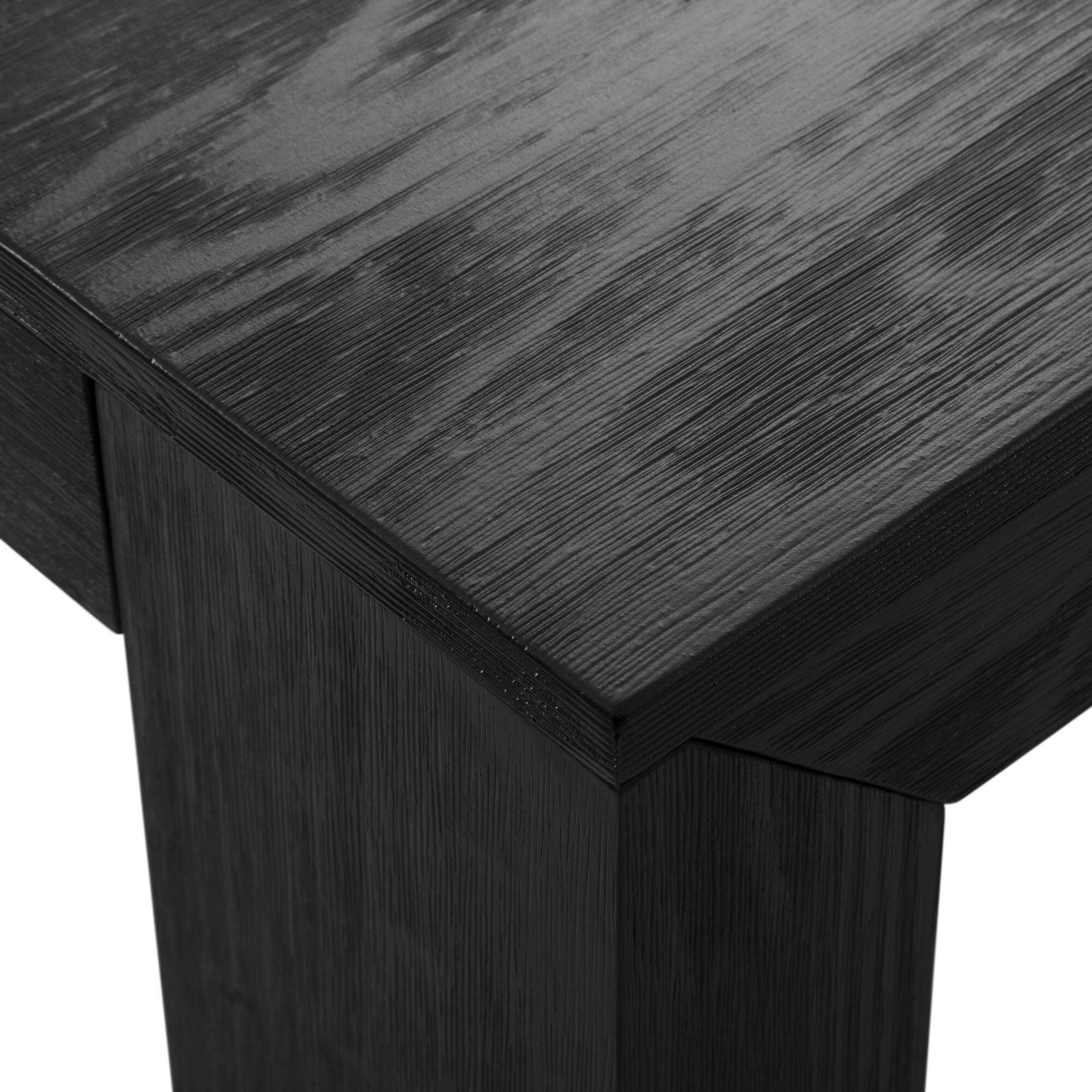 Alt View 2. Plank+Beam - Modern Dining Room Bench (49in / 1244mm), Black Wirebrush - Black Wirebrush.