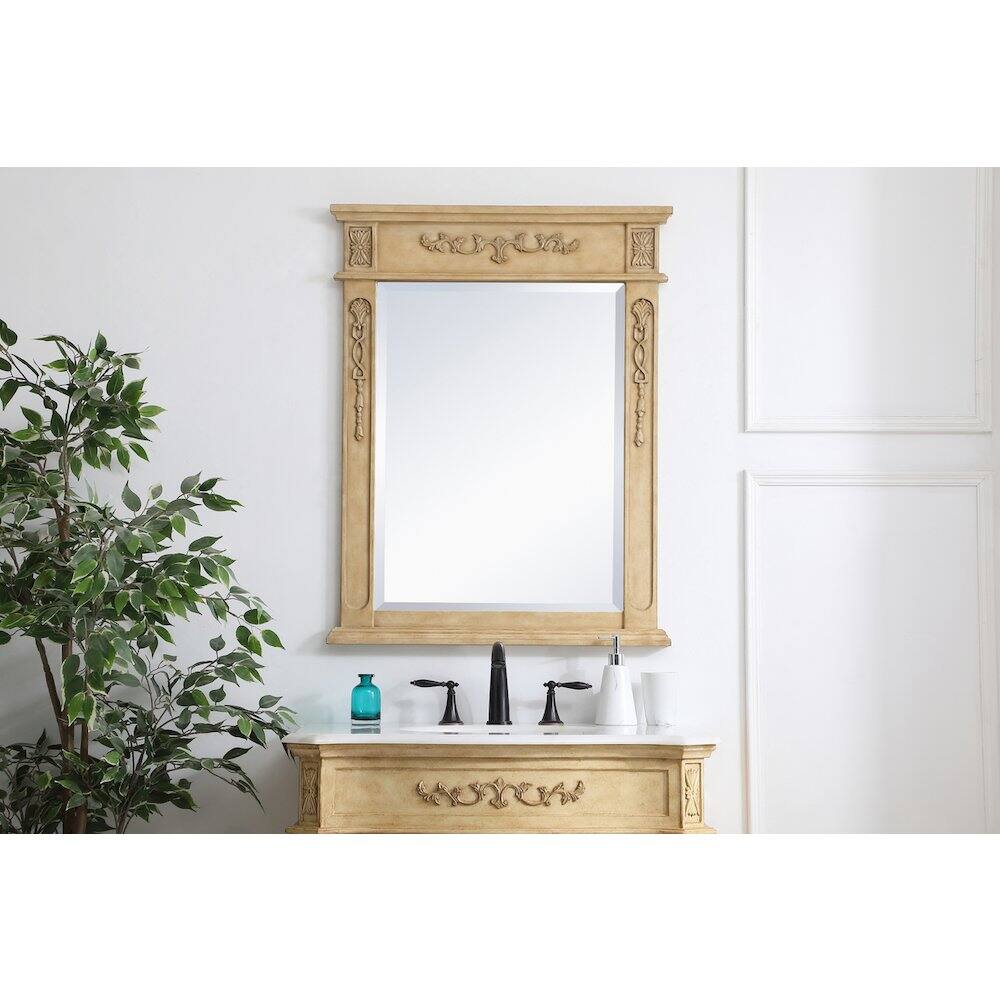 Alt View 1. Elegant Decor - Wood Frame Mirror 28 Inch X 36 Inch In Antique Beige - Antique Beige.