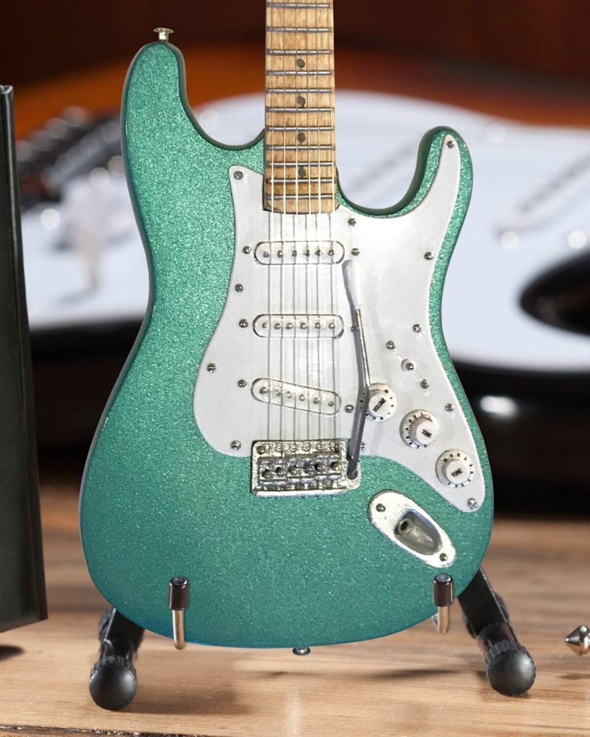 Alt View 1. Axe Heaven - Eric Clapton - Axe Heaven Aston Martin Almond Metallic Green Finish Fender Stratocaster Mini Guitar - Collectibles - Multicolor.