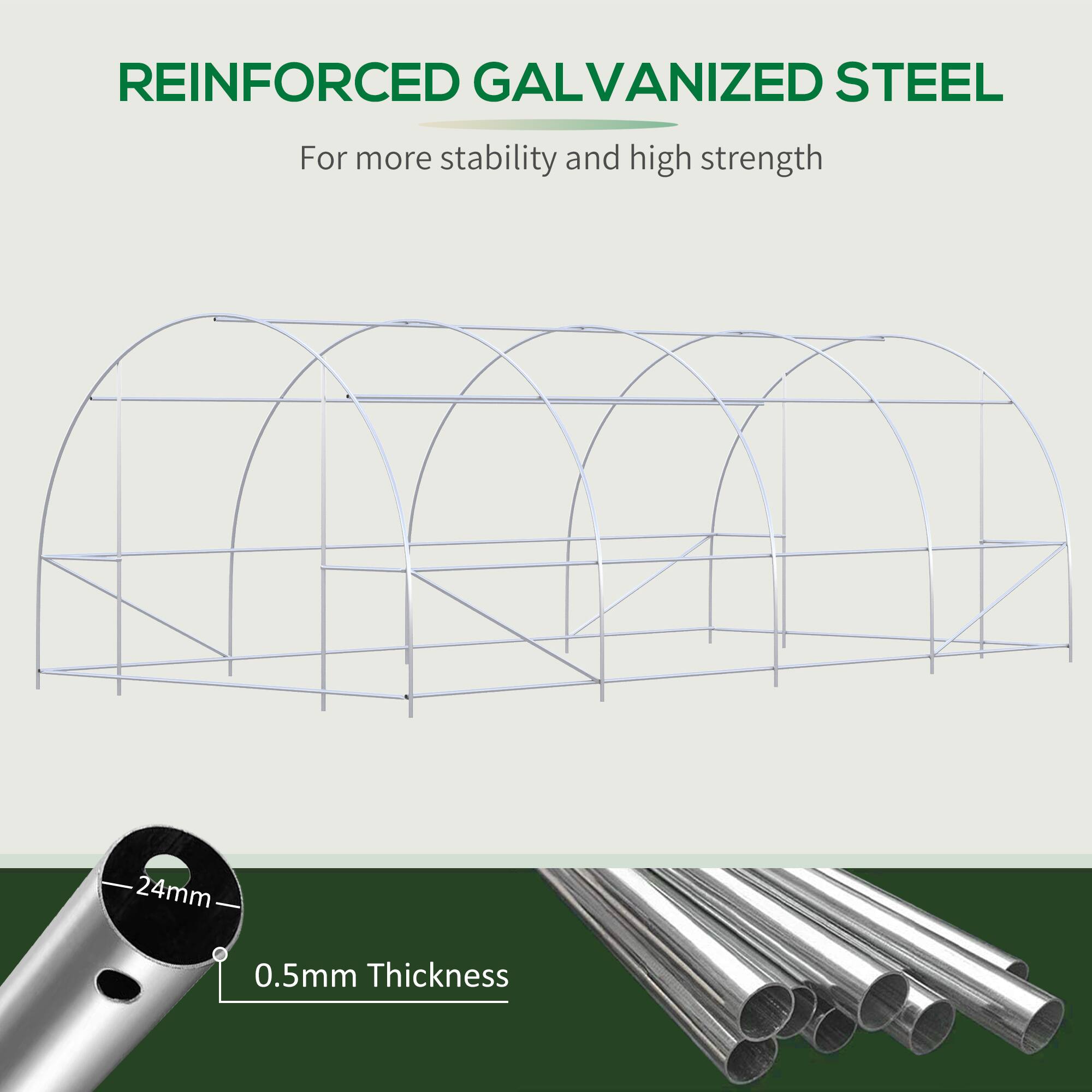 REINFORCED GALVANIZED STEEL  
For more stability and high strength  

24mm  
0.5mm Thickness