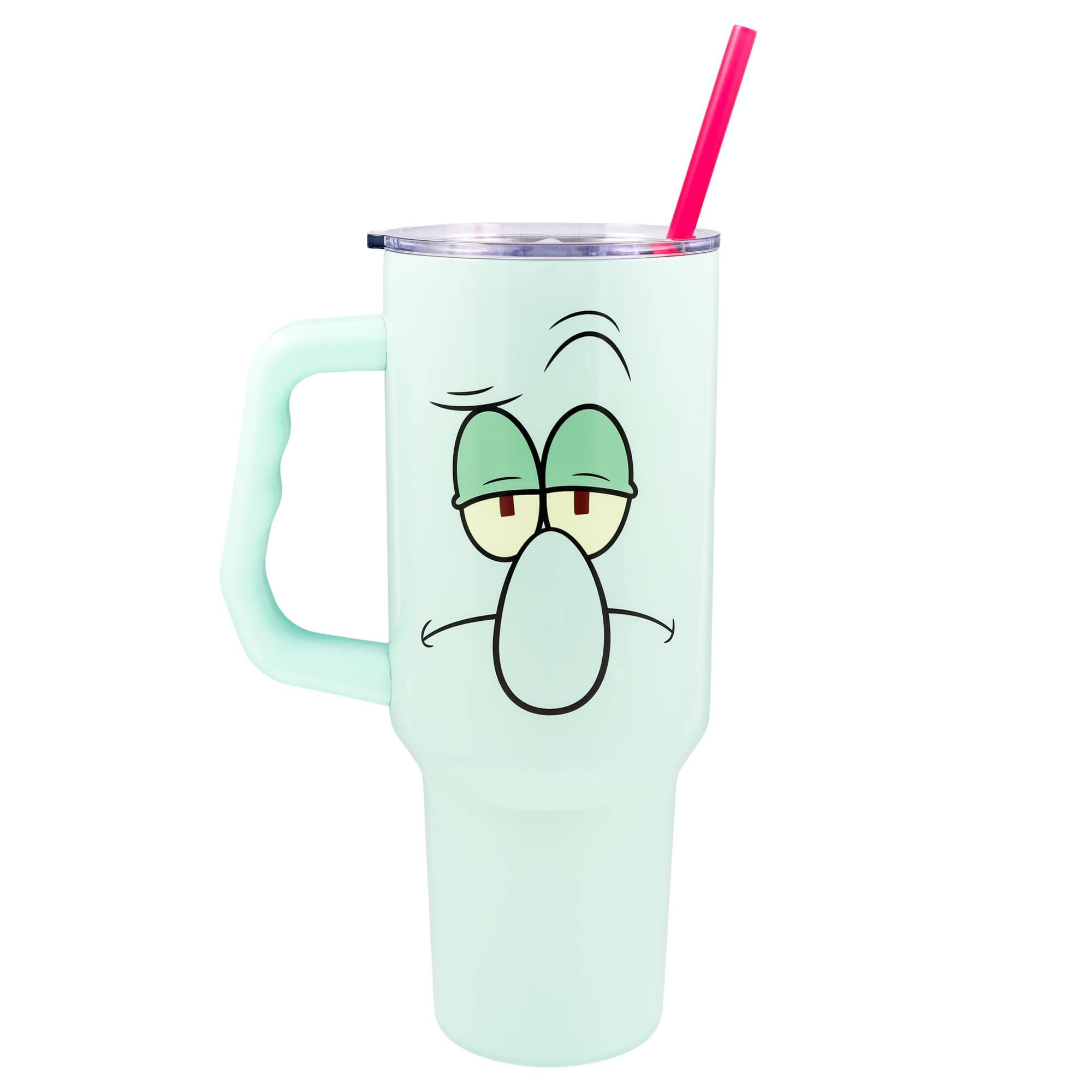 Front. Silver Buffalo - Nickelodeon SpongeBob SquarePants Squidward 40-Ounce Stainless Steel Tumbler - Multi-Colored.