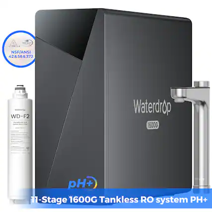 C d - CURUY | NSF/ANSI 42 & 58 & 372
Waterdrop WD-F2 Pre-treatment and Carbon Block Filter
11-Stage 1600G Tankless RO system PH+