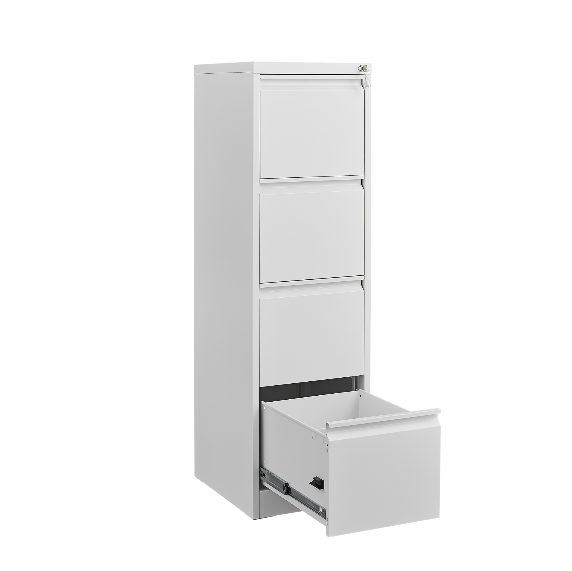 Alt View 4. Spaco - 4-Drawer Steel Narrow File Cabinet, Locking Legal Size - White.