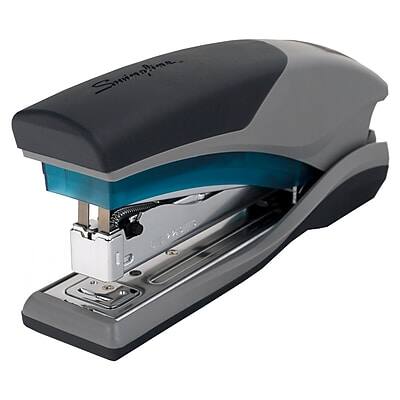 Front. Swingline - Swingline Optima 25 Reduced Effort Stapler, 25-Sheet Capacity, Blue/Gray (66404) - Blue/Gray.