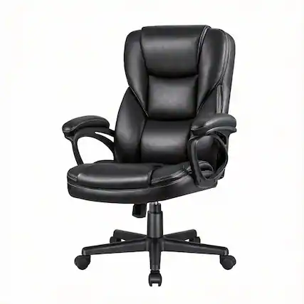 Front. Frangdom - Executive High-Back PU Leather Office Chair with Lumbar Support - black 300lbs.