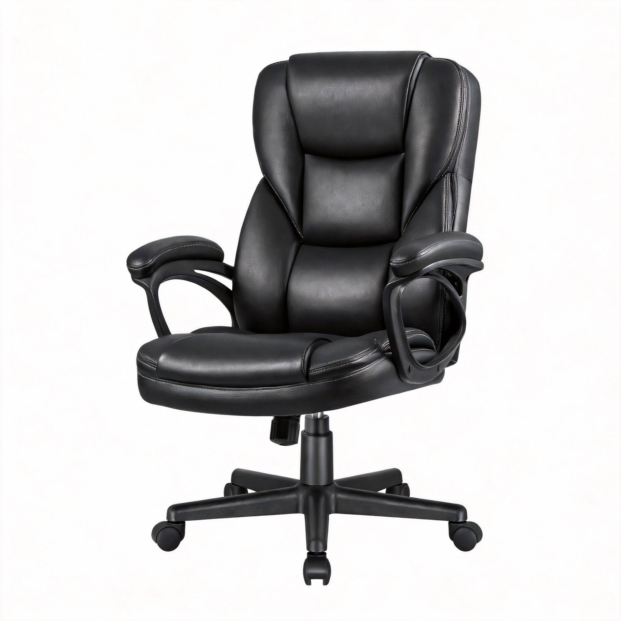 Front. Frangdom - Executive High-Back PU Leather Office Chair with Lumbar Support - black 300lbs.