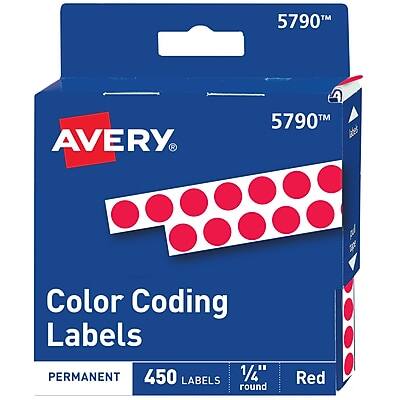 5790™  
AVERY  
Color Coding Labels  
PERMANENT  
450 LABELS  
1/4" round  
Red
