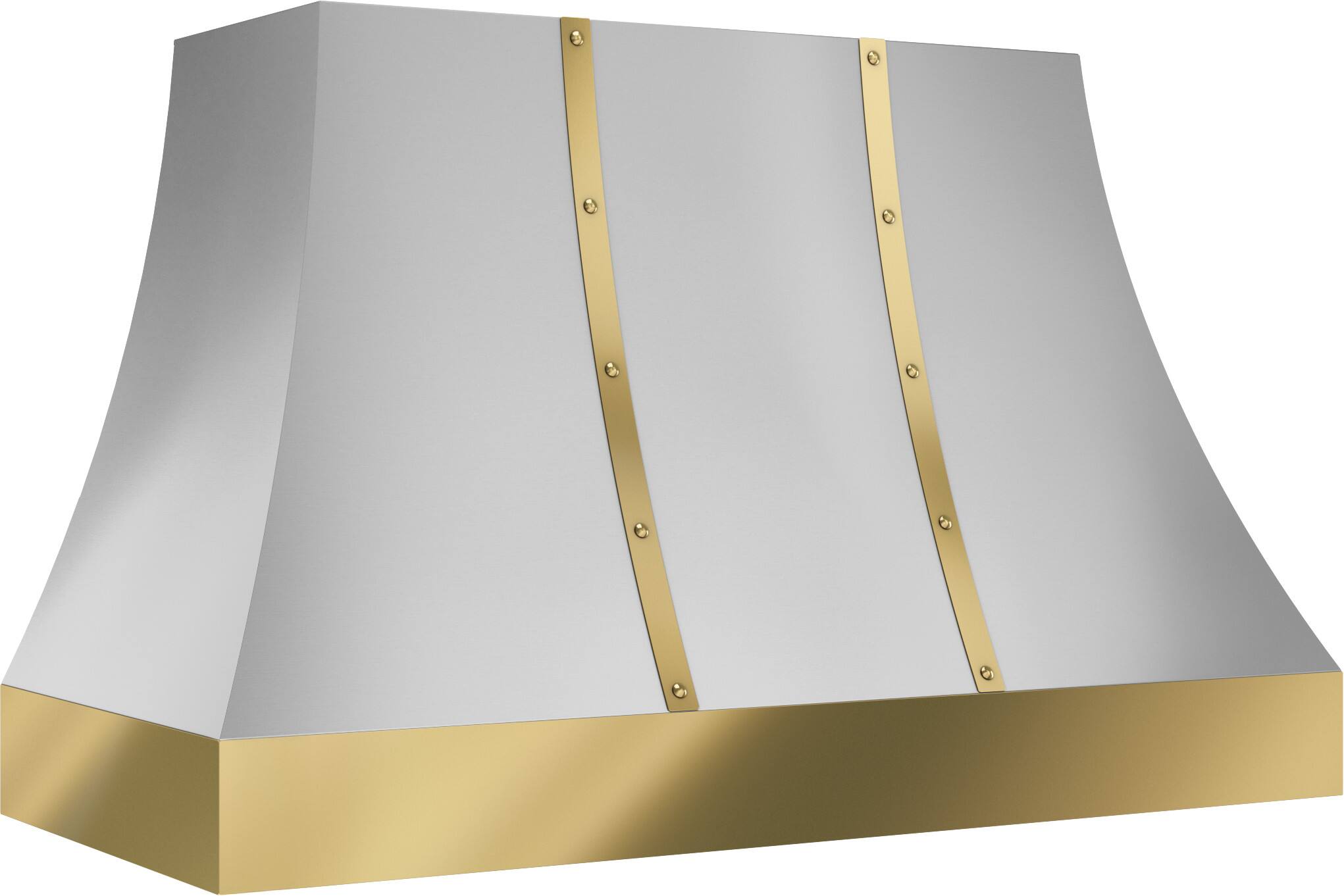 Left. Zephyr - Banding Kit Trim for Zephyr Alto CHAL48ASX Range Hood - Polished Gold.