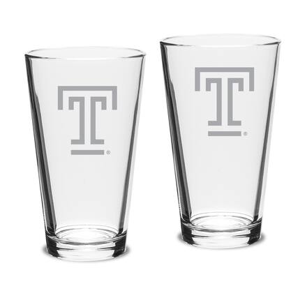 Front. Jardine - Temple Owls 16oz. Two-Piece Classic Pub Glass Set - Multicolor.
