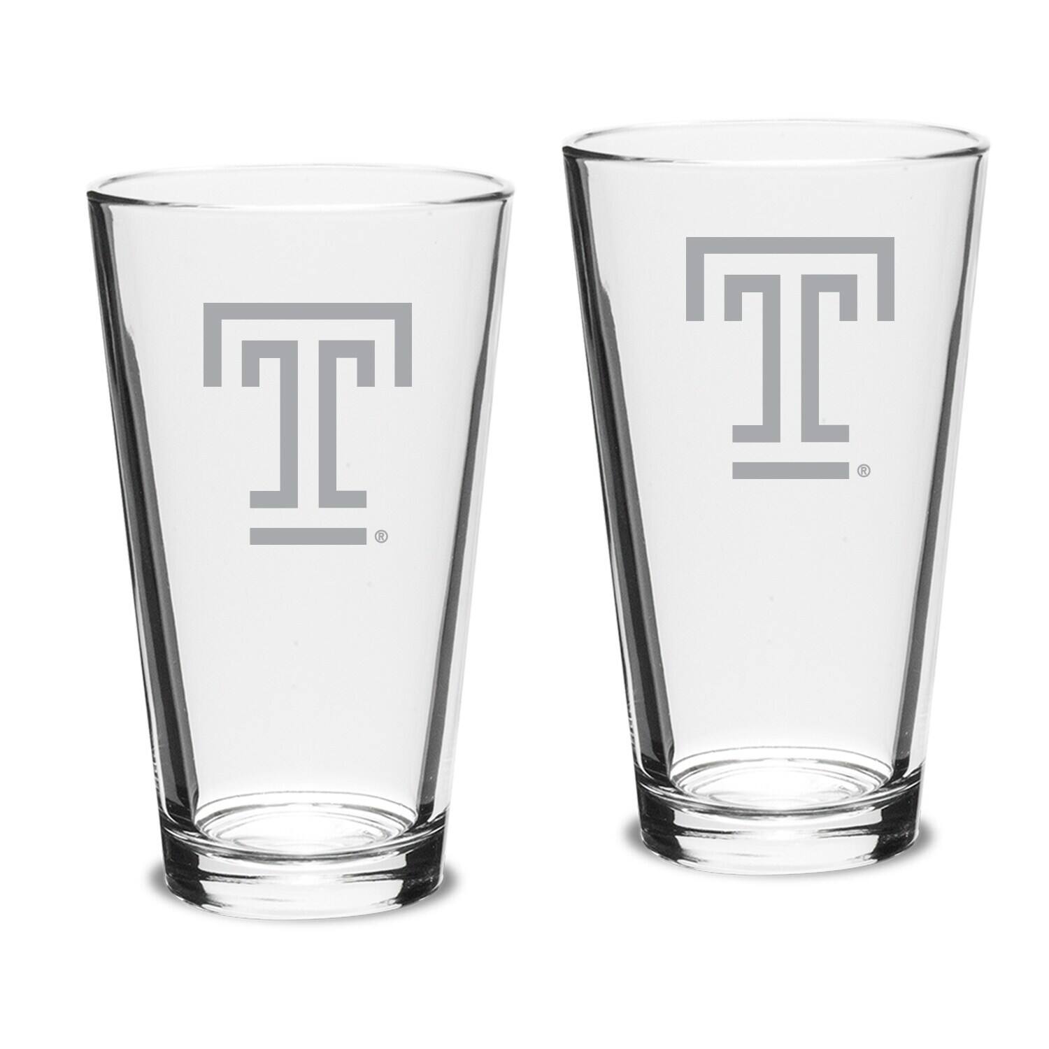 Front. Jardine - Temple Owls 16oz. Two-Piece Classic Pub Glass Set - Multicolor.