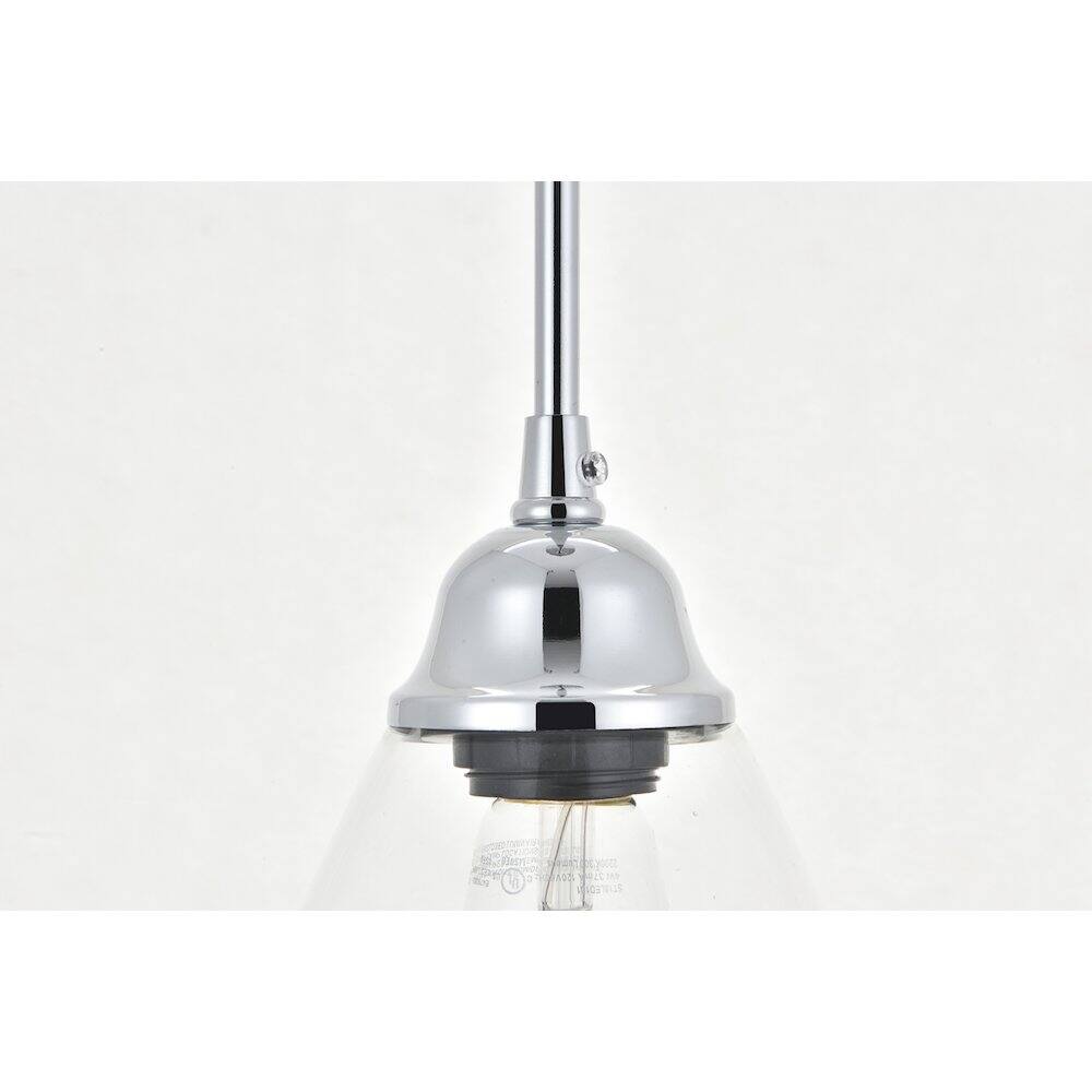Alt View 1. Living District - Histoire 3 Light Chrome Pendant - Chrome And Clear.