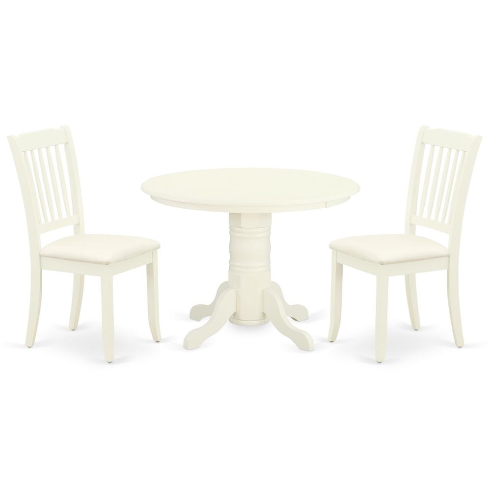 Back. East West Furniture - Dining Room Set Linen White - Brown.