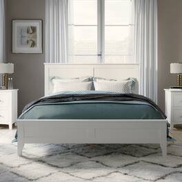 GOODSILO - Modern Solid Wood Full Platform Bed with Elegant Slat Design Headboard for a Stylish Bedroom - White