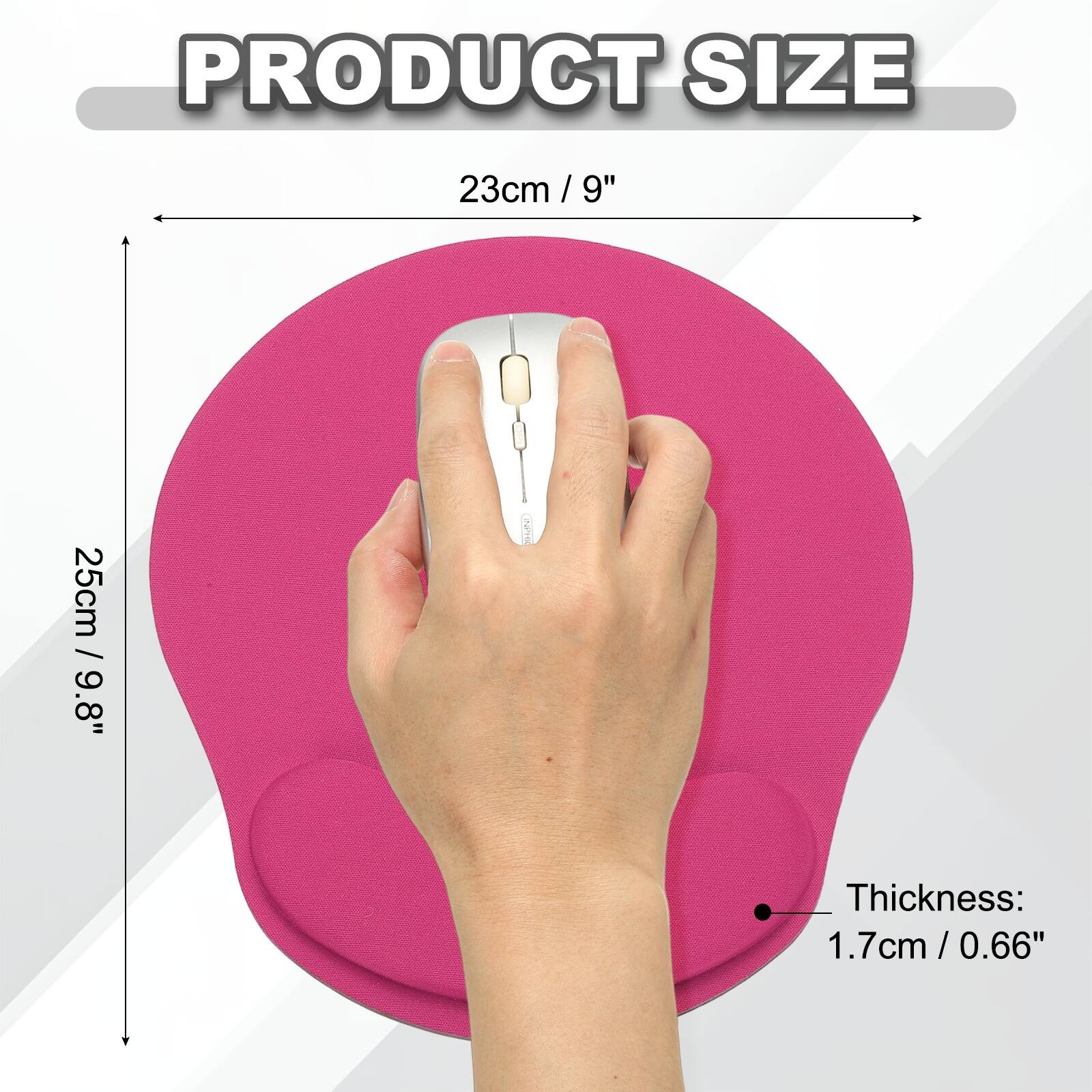 PRODUCT SIZE  
23cm / 9"  
25cm / 9.8"  
Thickness: 1.7cm / 0.66"