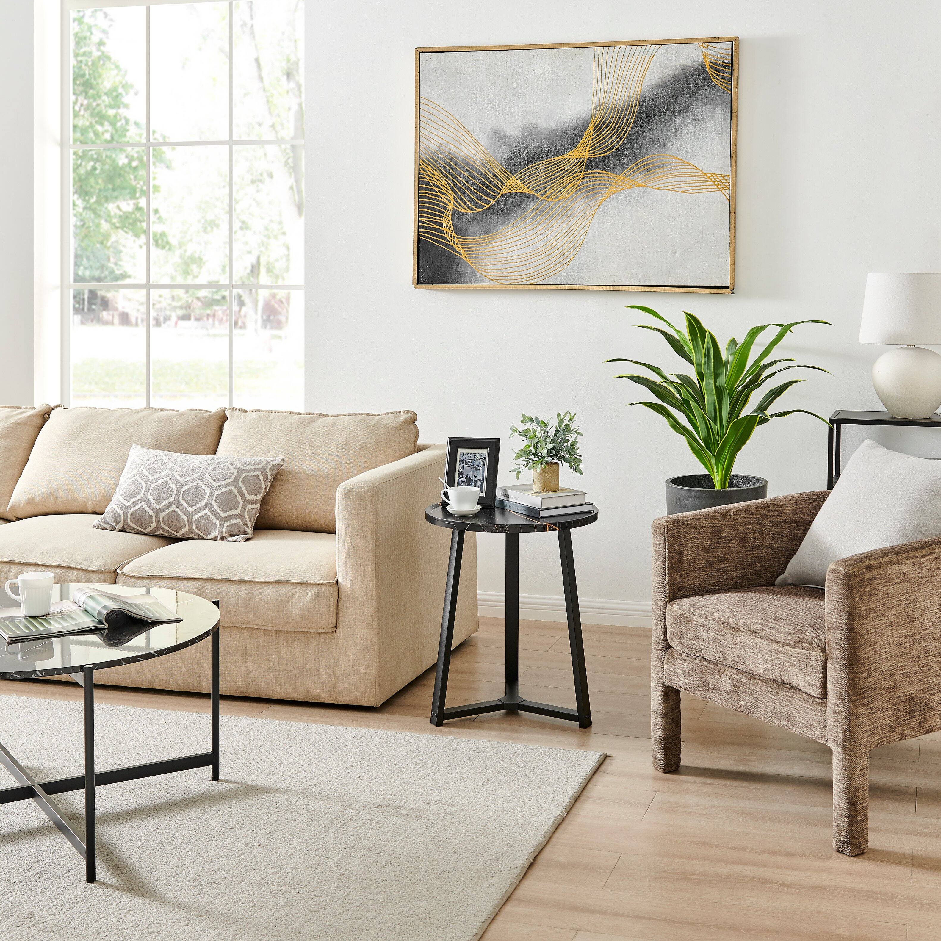 Alt View 3. Danya B - Harper Round Side Accent Table - Black Marble/Black - Black Marble/Black.