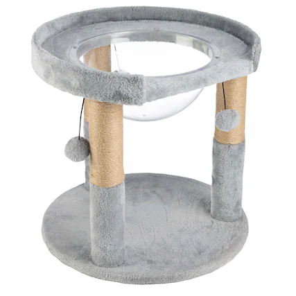 Front. PetMaker - PETMAKER Cat Hammock Cat Tree with Scratching Post, Gray, 19” x 17” - Gray.