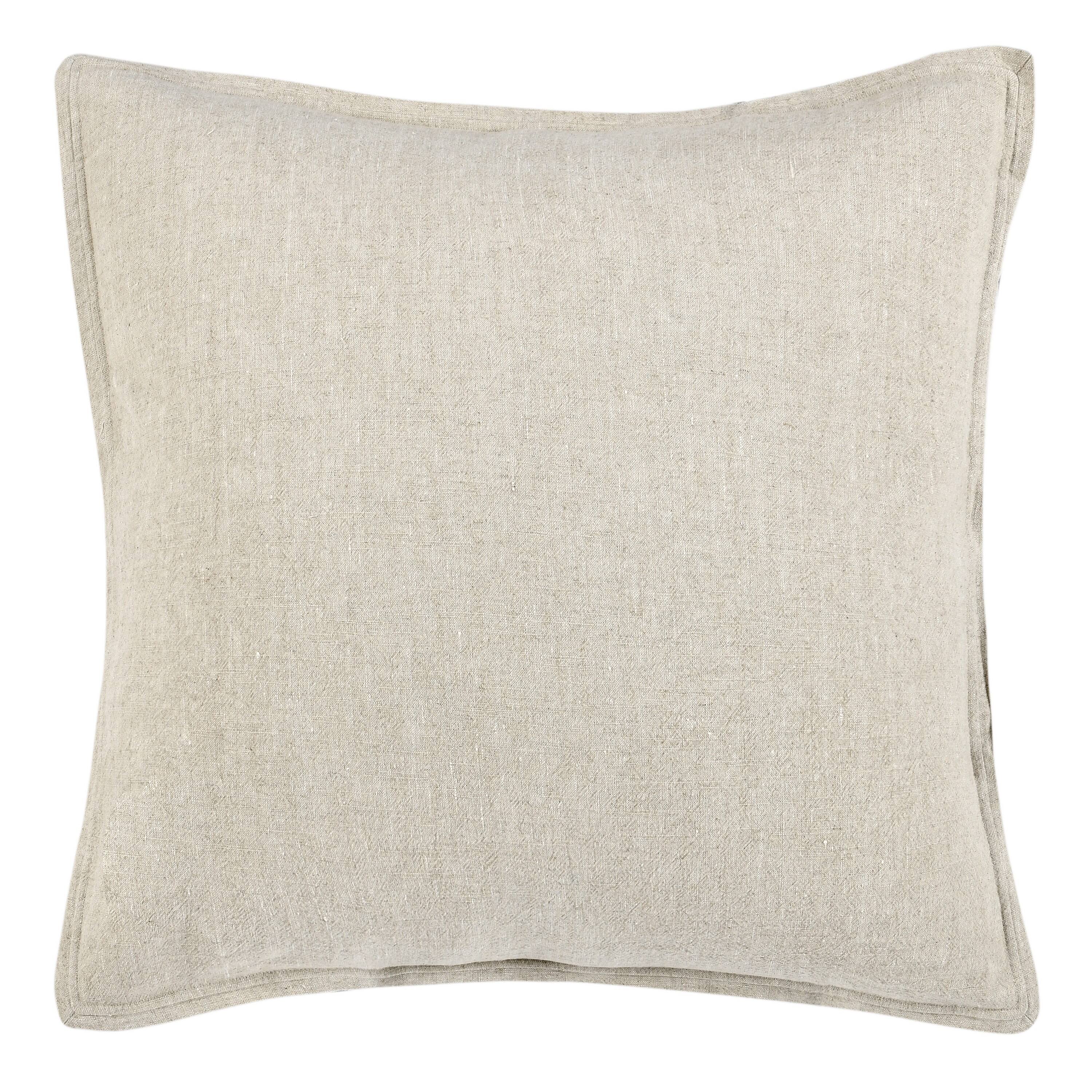 Front. Manhattan Lane - Doji 26 Inch Euro Pillow Sham, Natural  Cotton and Premium Linen - Brown.