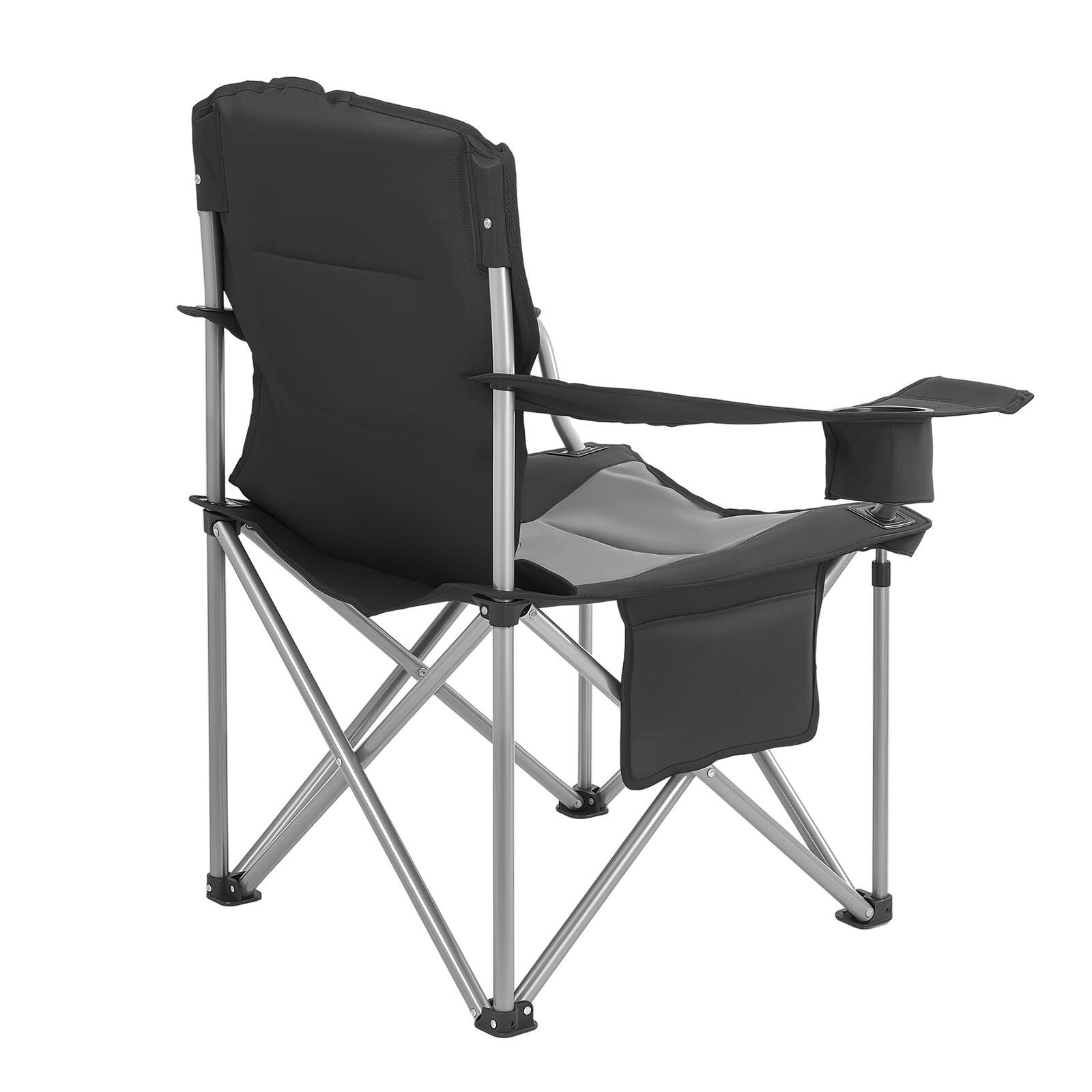 Alt View 5. VEVOR - Oversized Camping Chairs, 450 lbs Heavy Duty Support, Portable Folding Camp Chairs with Padded Backrest & Armrests - Black & Gray.