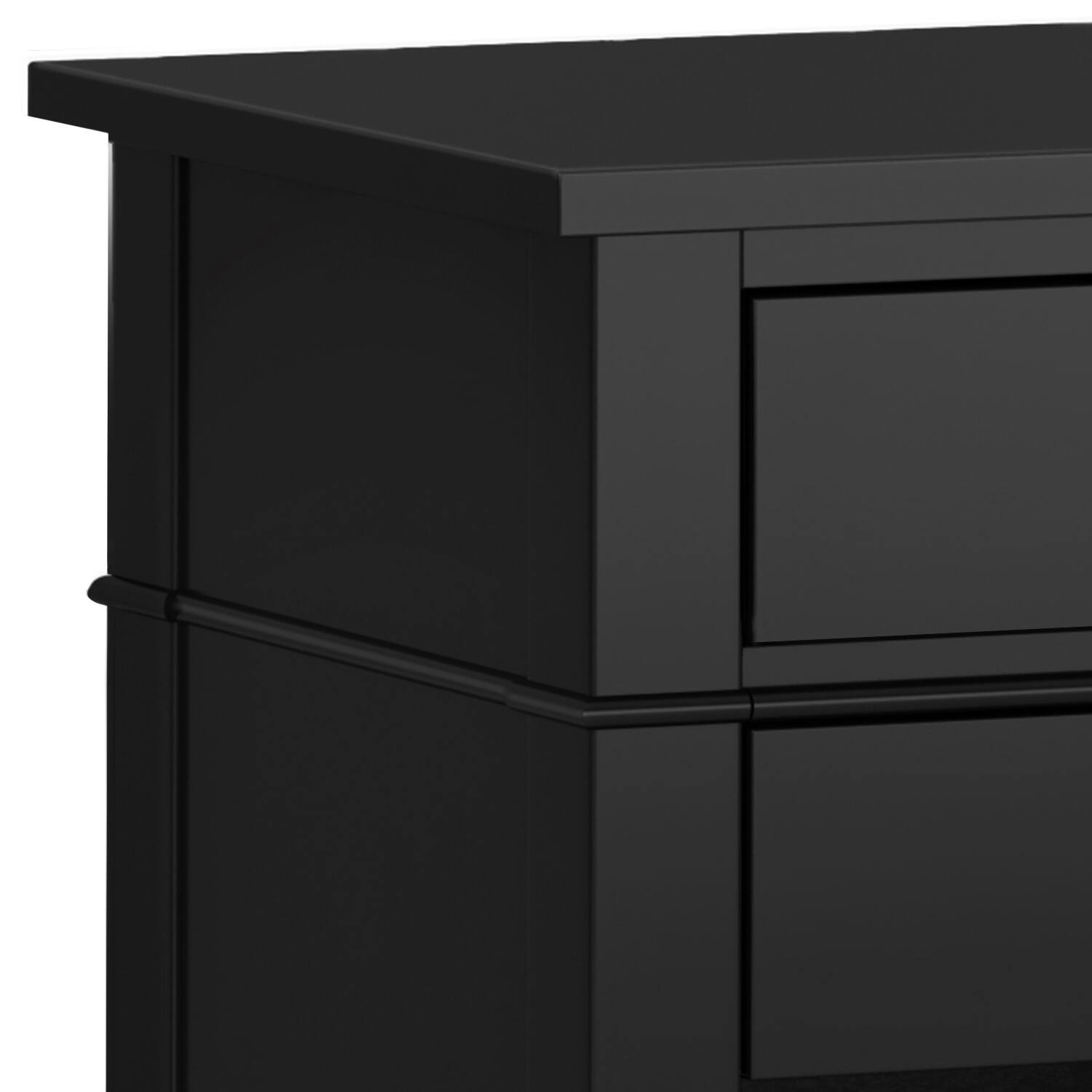 Alt View 4. Simpli Home - Carlton SOLID WOOD 24 inch Wide Contemporary Bedside Nightstand Table in Black - Black.