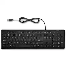 Front. Staples TECH - Wired Keyboard - Black.