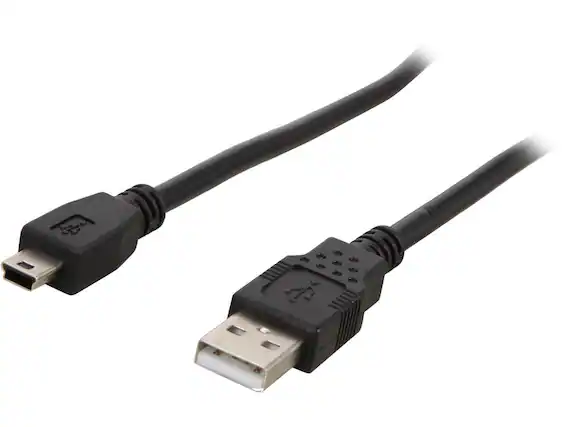 Front. Cables to Go - C2G 27005 USB 2.0 A to Mini-B Cable for Cameras (6.6 Ft, 2 M) - Black.