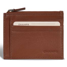 Champs - Onyx Collection Leather Zip Card Case - Brown