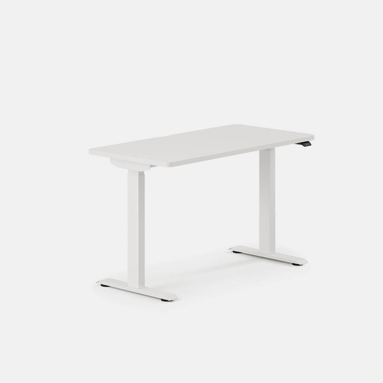 Angle. Branch Furniture - Duo Standing Desk 48" – Adjustable Desk with OLED Control Panel, Frameless Design & Compact Footprint - White / White.