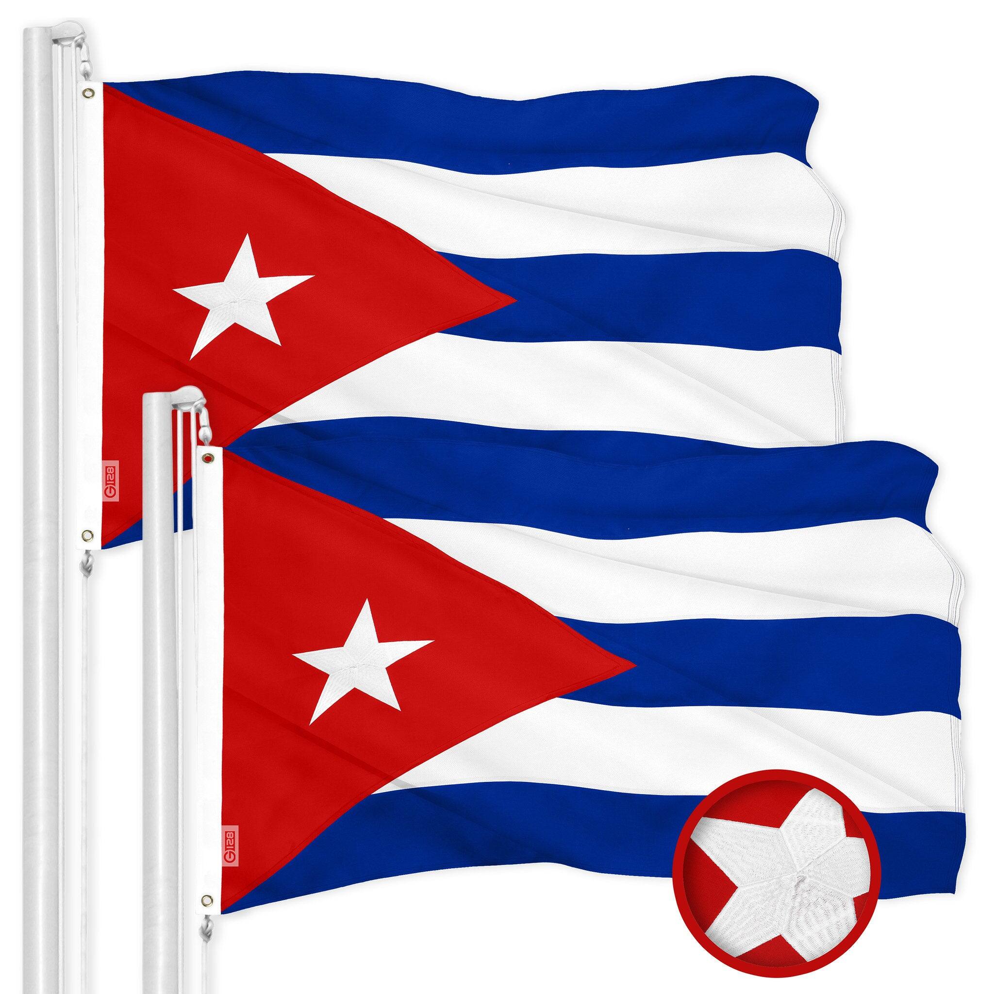 Front. G128 - 2-Pack Cuba Flag, 3 x 5 ft Embroidered 300D Polyester with Brass Grommets. - Assorted Colors.