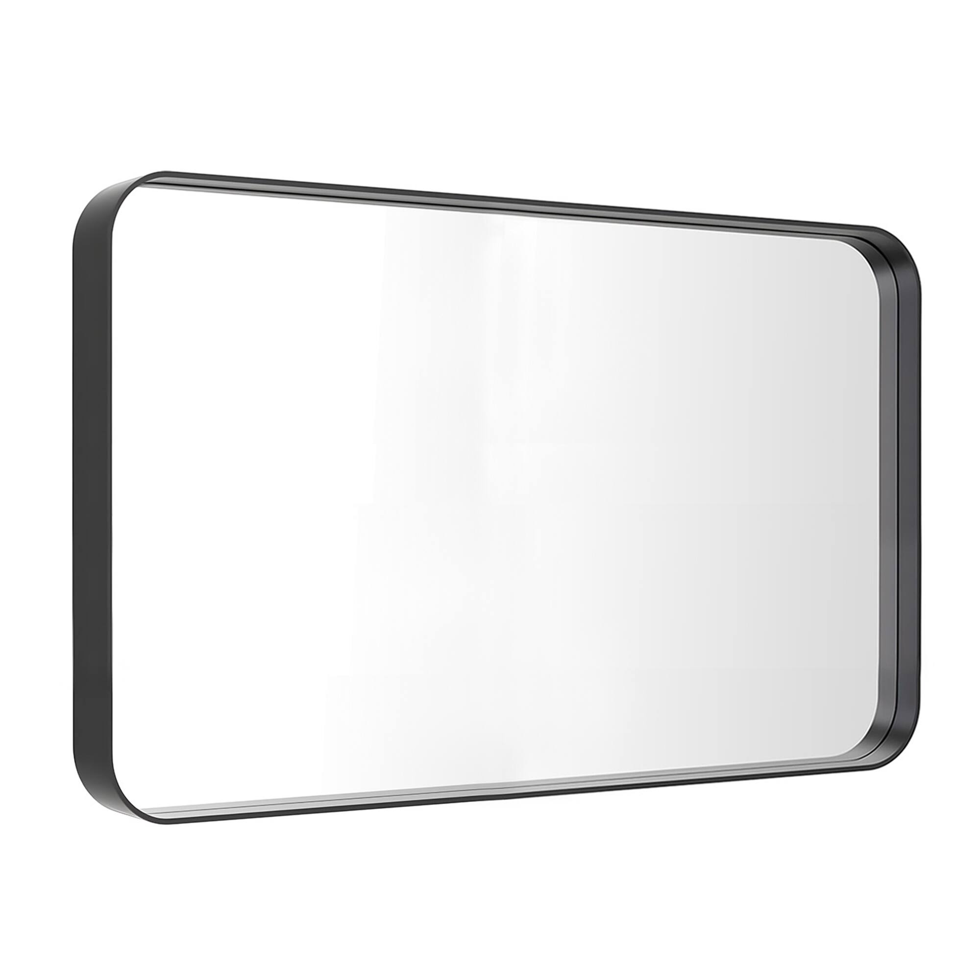 Front. GRANDJOY - Black Bathroom Mirror for Wall, Rounded Rectangle Vanity Mirror, Modern Decorative for Bathroom - 72" * 40".