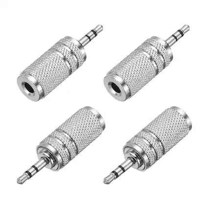 Front. Unique Bargains - 4pcs TRS2.5mm Male to 3.5mm Female Adapter Stereo Zinc Alloy Nickel Plating for Audio HP/MP3/MP4/PC/Car Signal Conv - Silver.