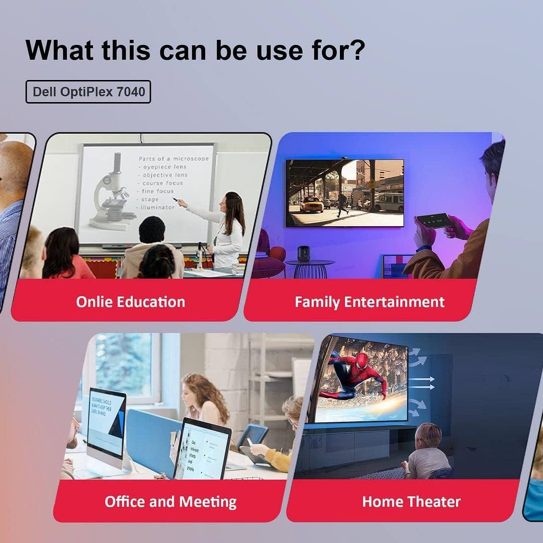 What this can be used for?

Dell OptiPlex 7040

- Online Education
- Family Entertainment
- Office and Meeting
- Home Theater

Parts of a microscope:
- Eyepiece lens
- Objective lens
- Course focus
- Fine focus
- Stage
- Illuminator