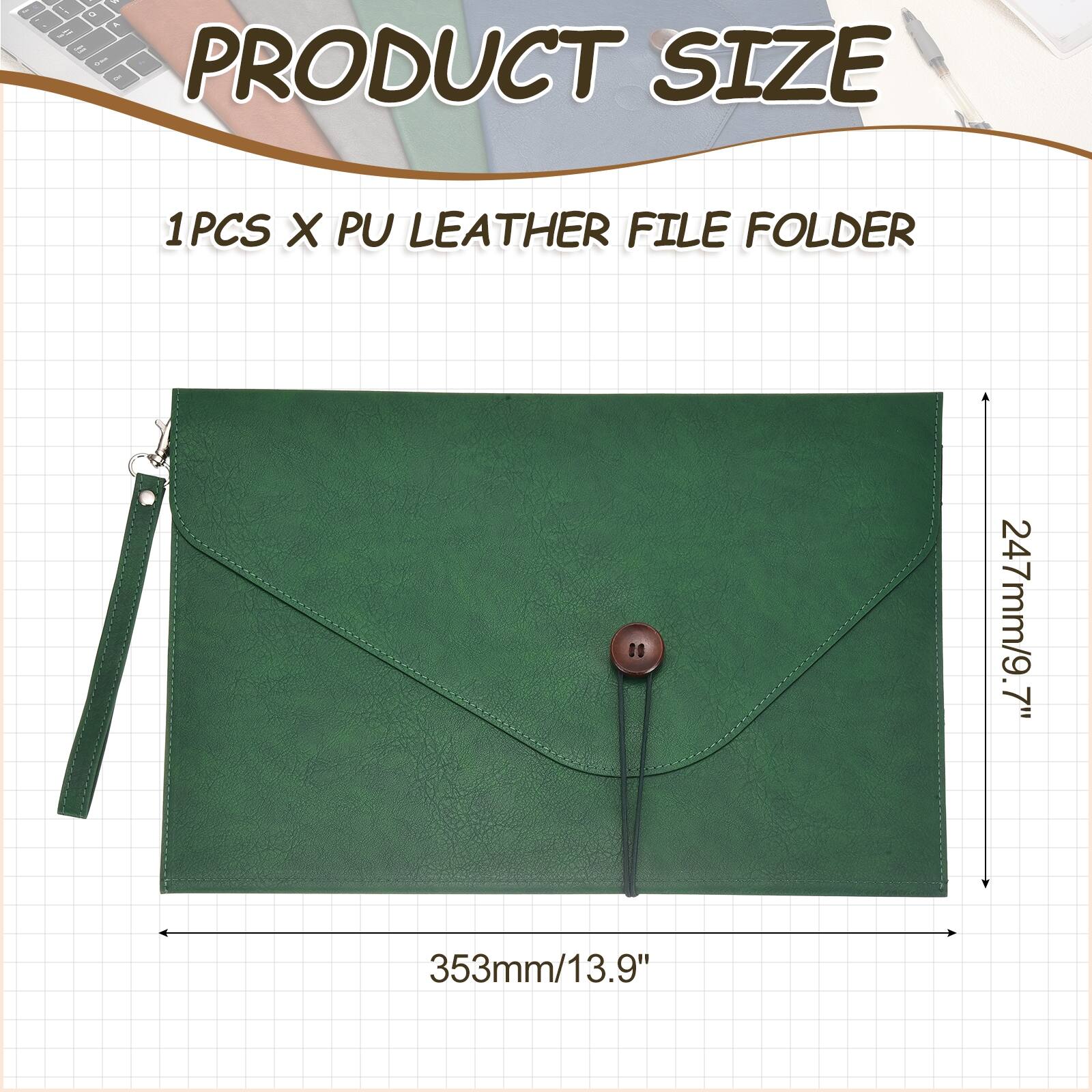 PRODUCT SIZE

1PCS X PU LEATHER FILE FOLDER

247mm/9.7" x 353mm/13.9"