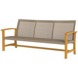 Resenkos - 3-Seaters Wicker Sofa, Outdoor Sectional Furniture, PE Wicker, Acacia Wood - Brown