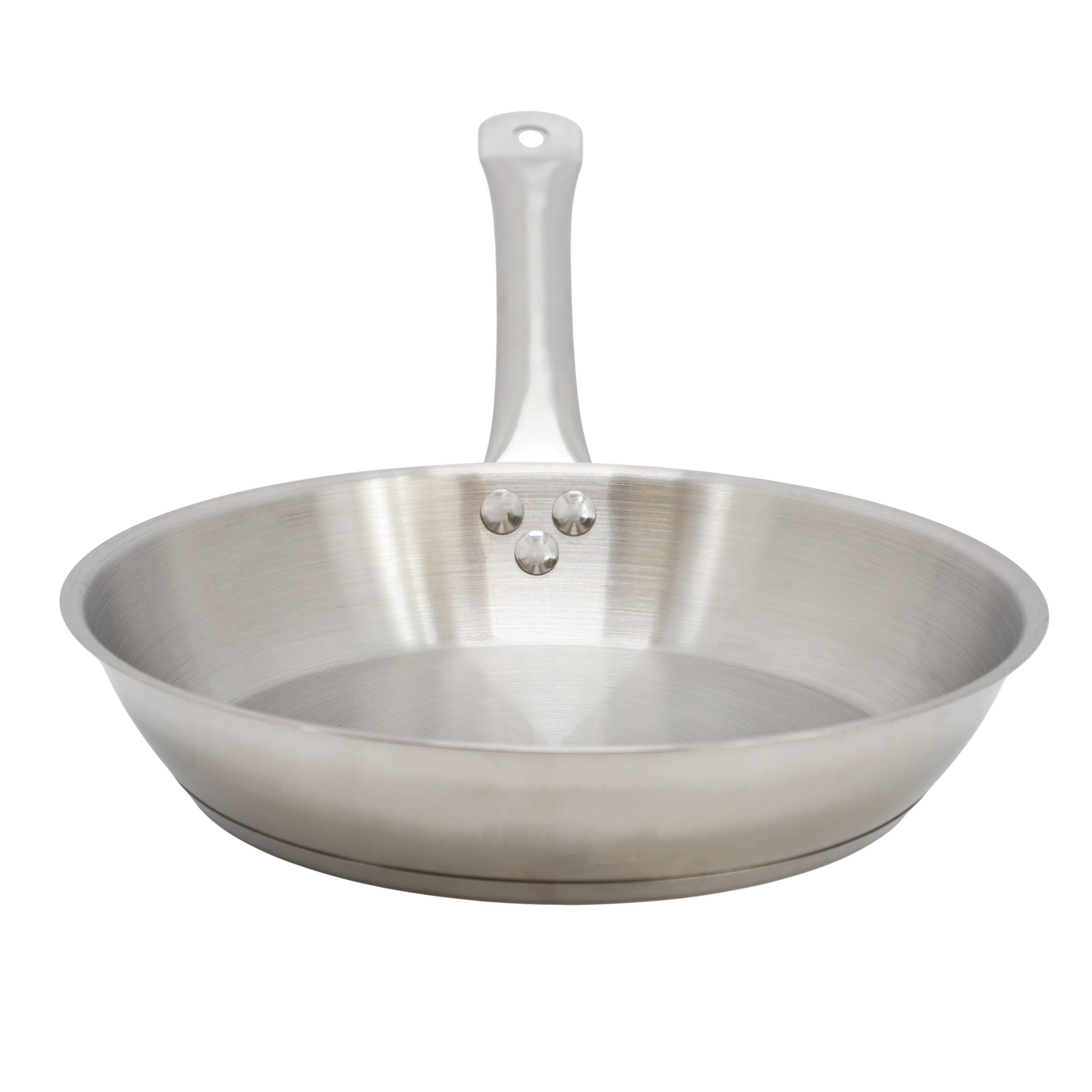 Alt View 2. MegaChef - MegaChef  Professional Kitchen 10 Inch Round Stainless Steel Fry Pan in Silver - Silver.