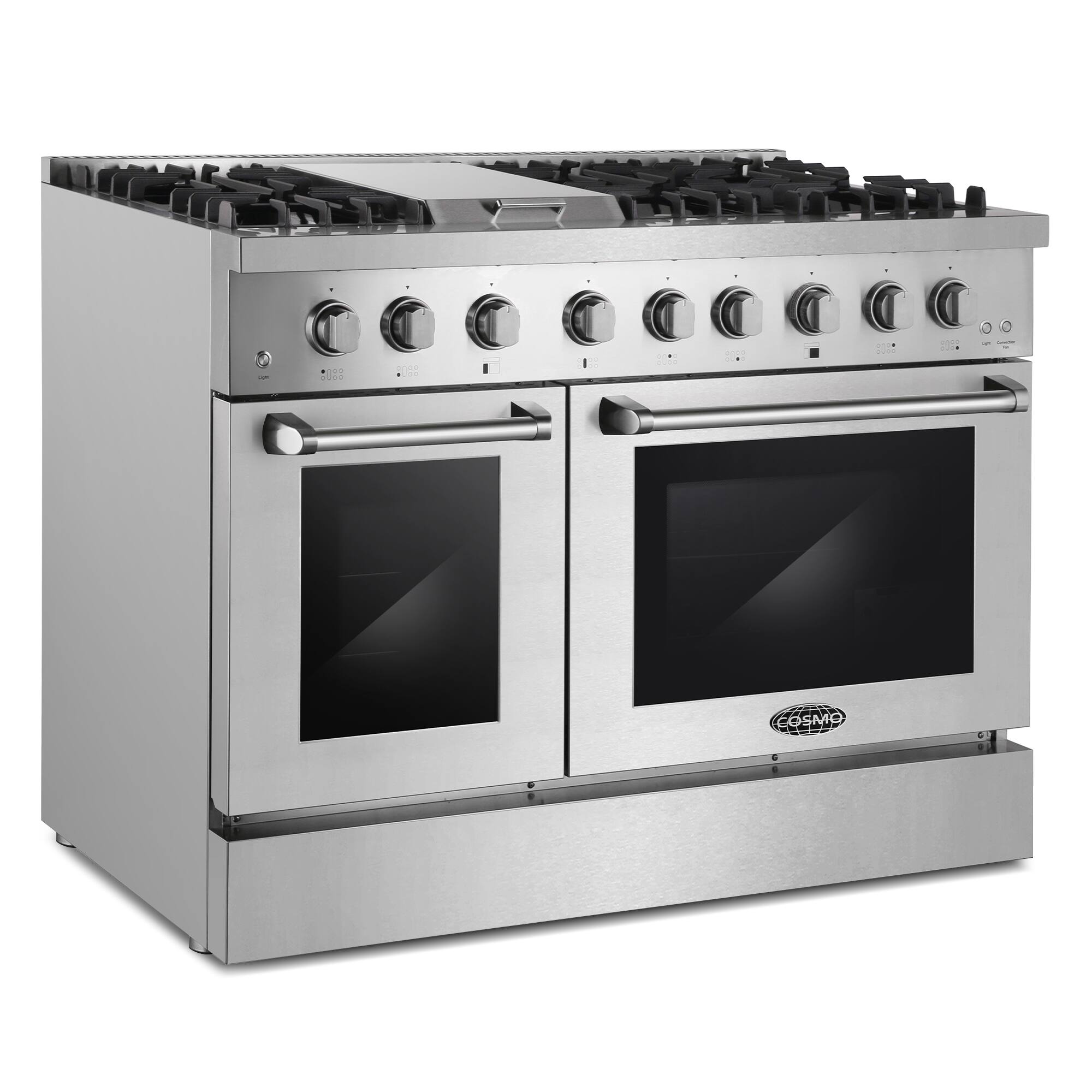 Alt View 1. COSMO - COS-DFRL486GK 48 in. Lumin Collection 6.7 cu. ft. Double Oven Dual Fuel Range with 6 Sealed Burners, Rapid Convection - Stainless Steel.