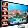 VEVOR - Projection Screen 120 inch 16:9 Movie Screen Fixed Frame 3D Projector Screen for 4K HDTV Movie Theater Home - Black, White