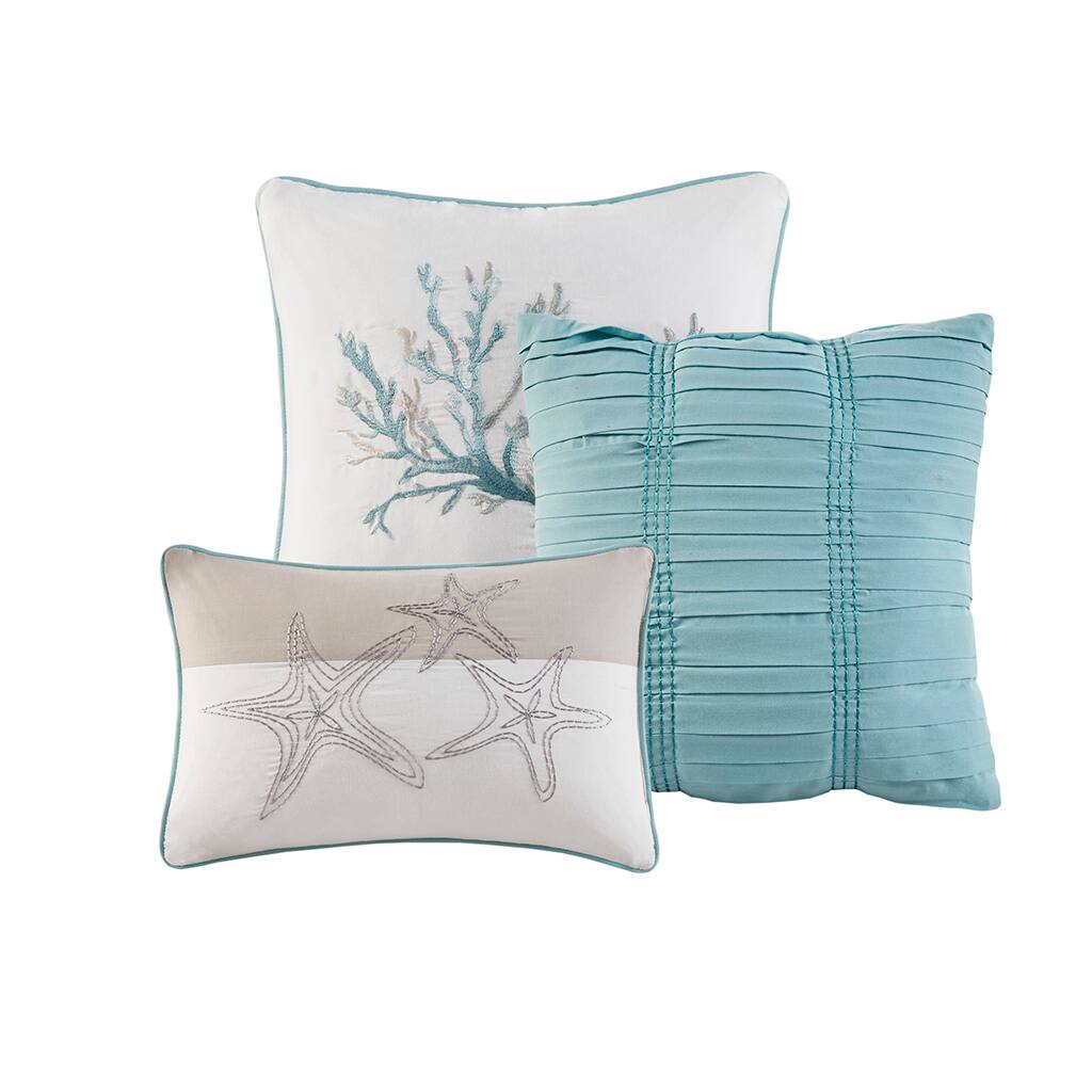 Alt View 4. Gracie Mills - Gracie Mills Koreen 6-Piece Coastal Bliss Cotton Sateen Quilt Set with Throw Pillows - Aqua.