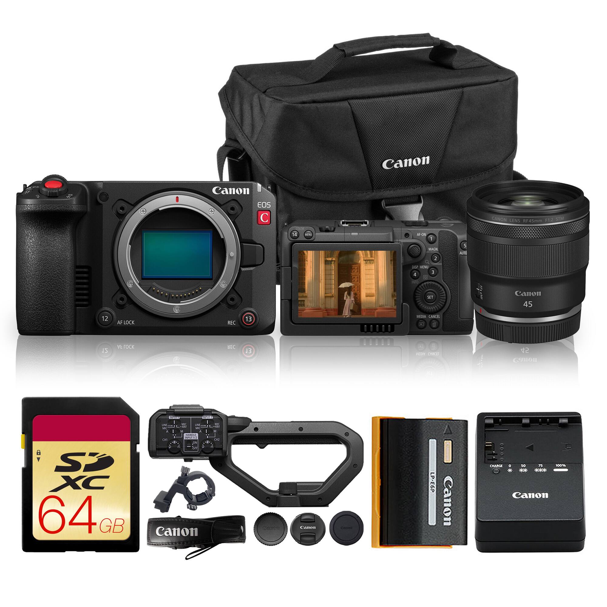 Canon EOS C70

Canon RF 45mm f/1.2 L USM

Canon LP-E6N Battery

Canon BG-E23 Battery Grip

Canon 64GB SDXC Card

Canon Lens Hood

Canon Lens Cap

Canon Shoulder Strap