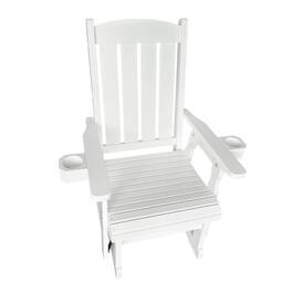 Fortune Candy - Wooden Patio Glider with High Back and Deep Contoured Seat, Solid Fir Wood, Heavy Duty 600 LBS for Porch Yard Garden - White