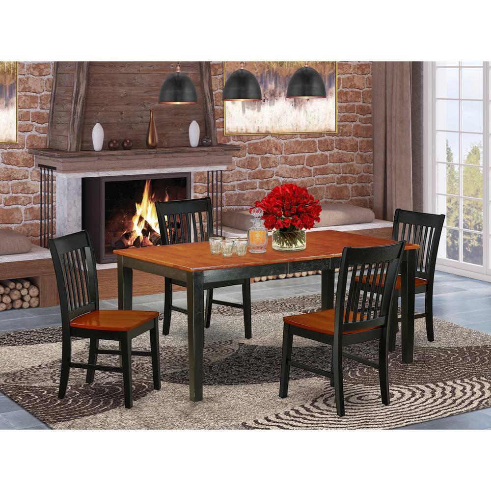 Left. East West Furniture - Dining Room Set Black & Cherry - Brown.