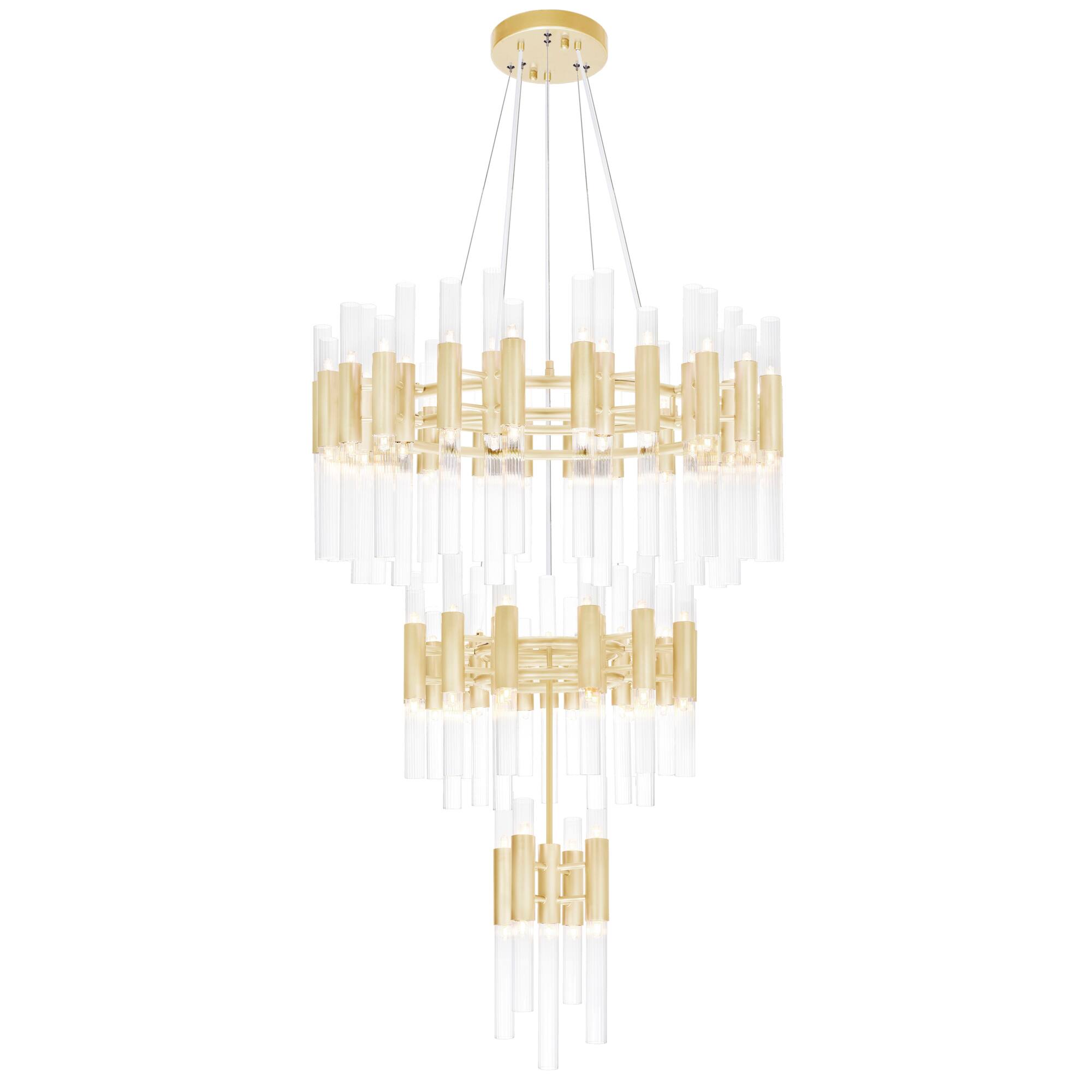Front. CWI Lighting - Orgue 123 Light Chandelier With Satin Gold Finish - Satin Gold.