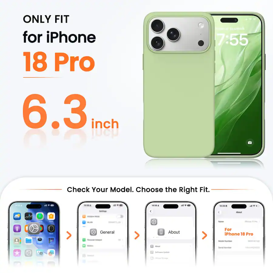 Ornarto for iPhone 18 Pro Case 6.3", Slim Liquid Silicone Soft Gel ...