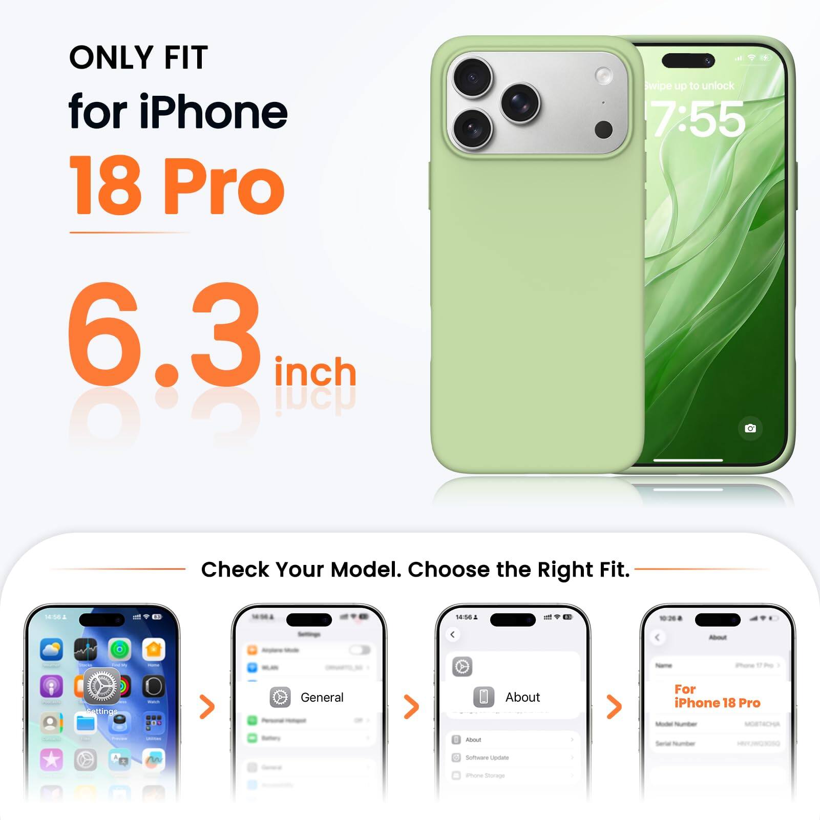 Ornarto for iPhone 18 Pro Case 6.3", Slim Liquid Silicone Soft Gel ...