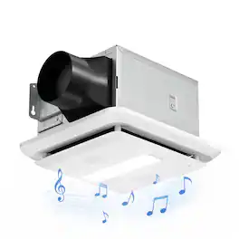 Akicon - 80 CFM Ultra Quiet Bathroom Exhaust Fan with Bluetooth Speaker, 0.7 Sone, Dimmable 3CCT LED Light - White