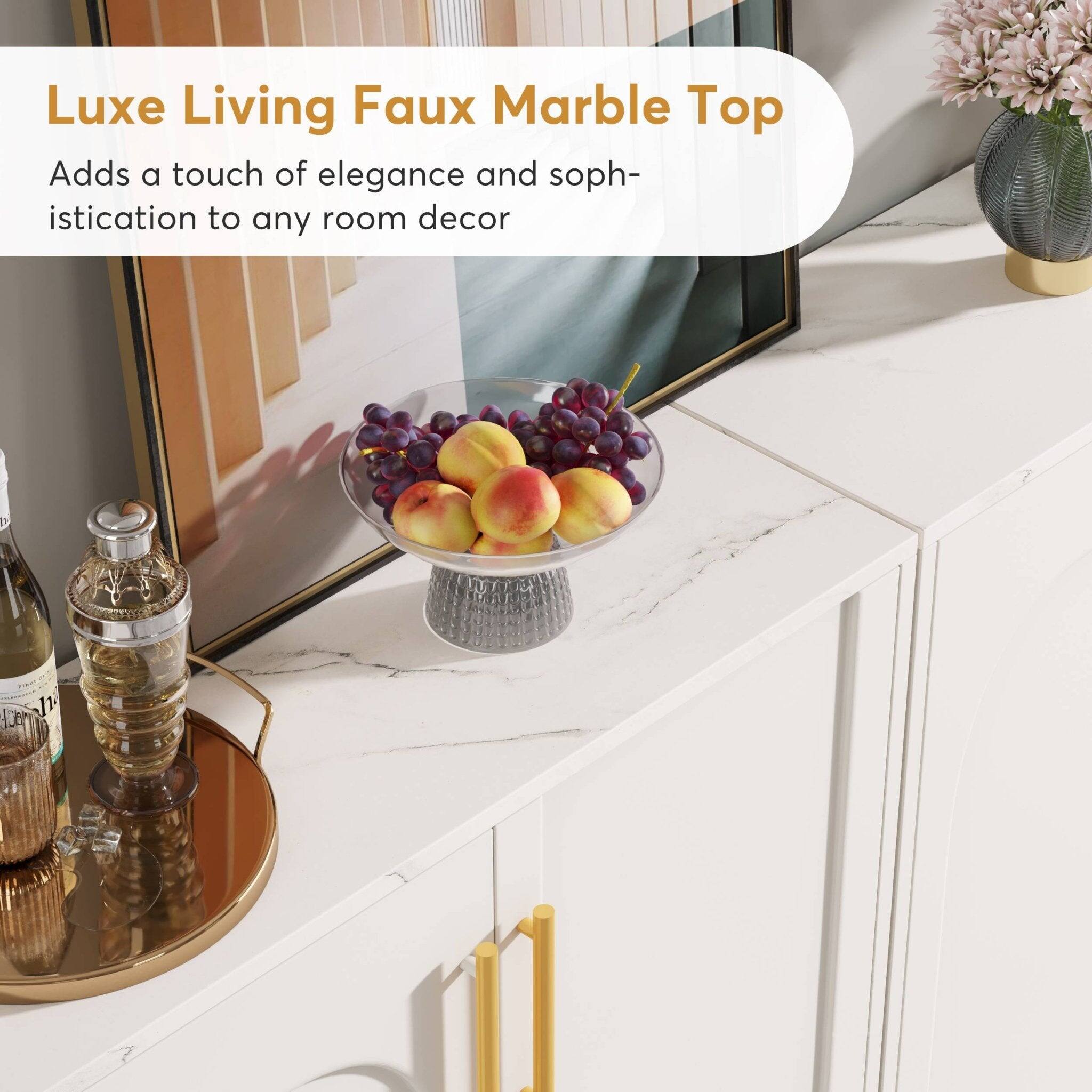 Luxe Living Faux Marble Top  
Adds a touch of elegance and sophistication to any room decor