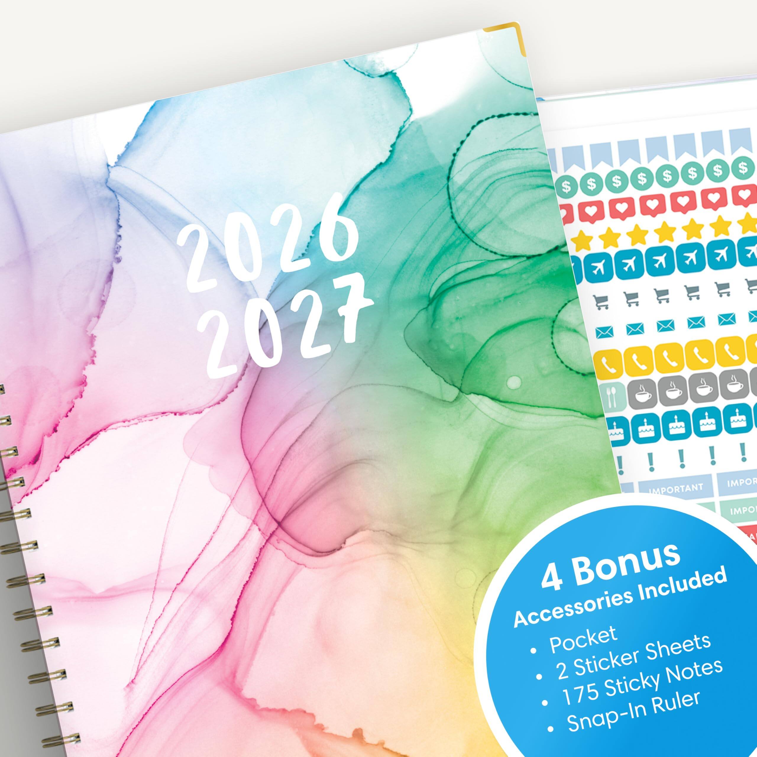 2026 2027 AAA ! ! ! ! IMPORTANT IMPO 4 Bonus Included Accessories Pocket Sheets 2 Sticker Notes 175 Sticky Ruler . Snap-In